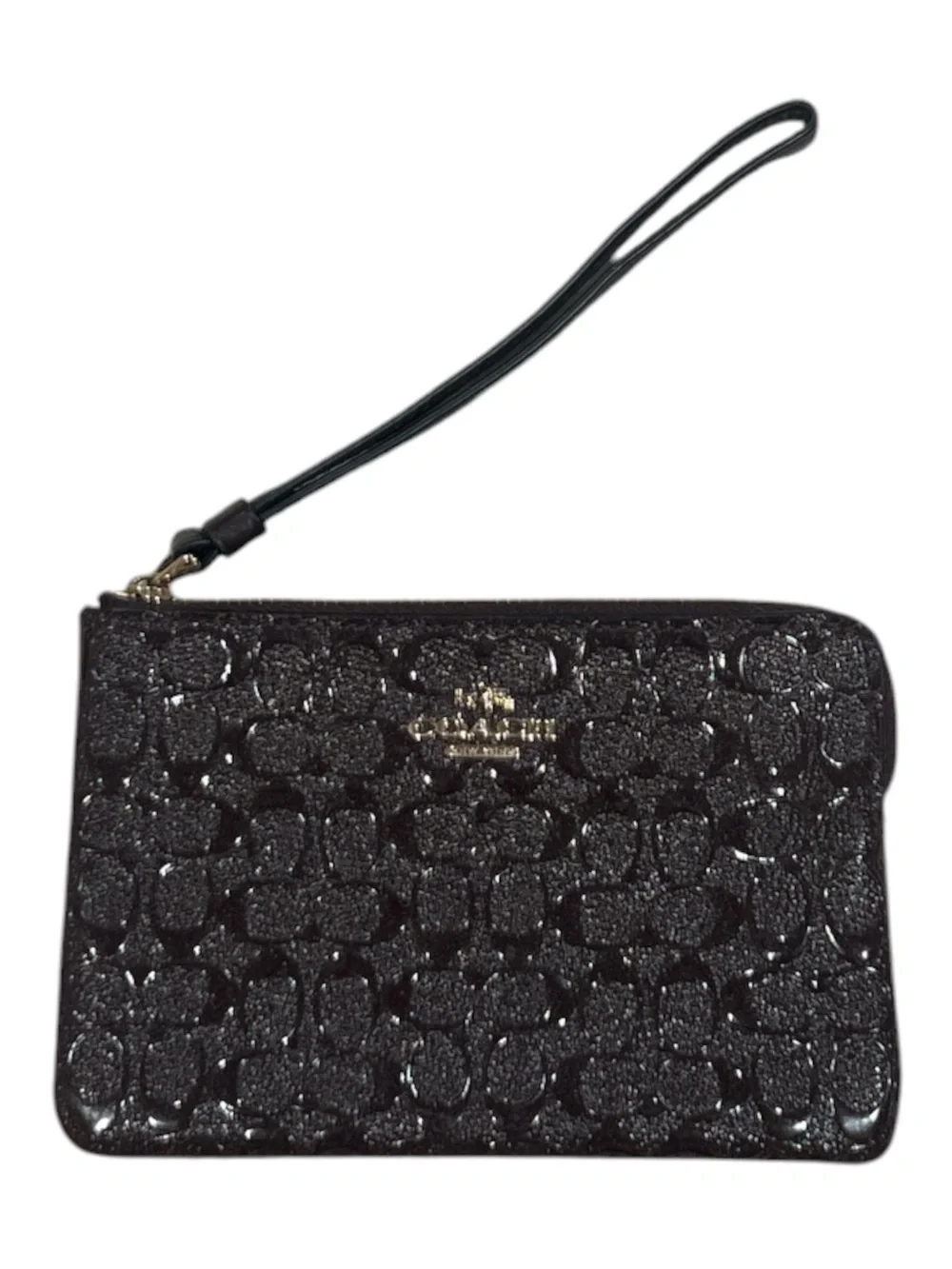 Coach F1792 Brown Signature C Embossed Wristlet
